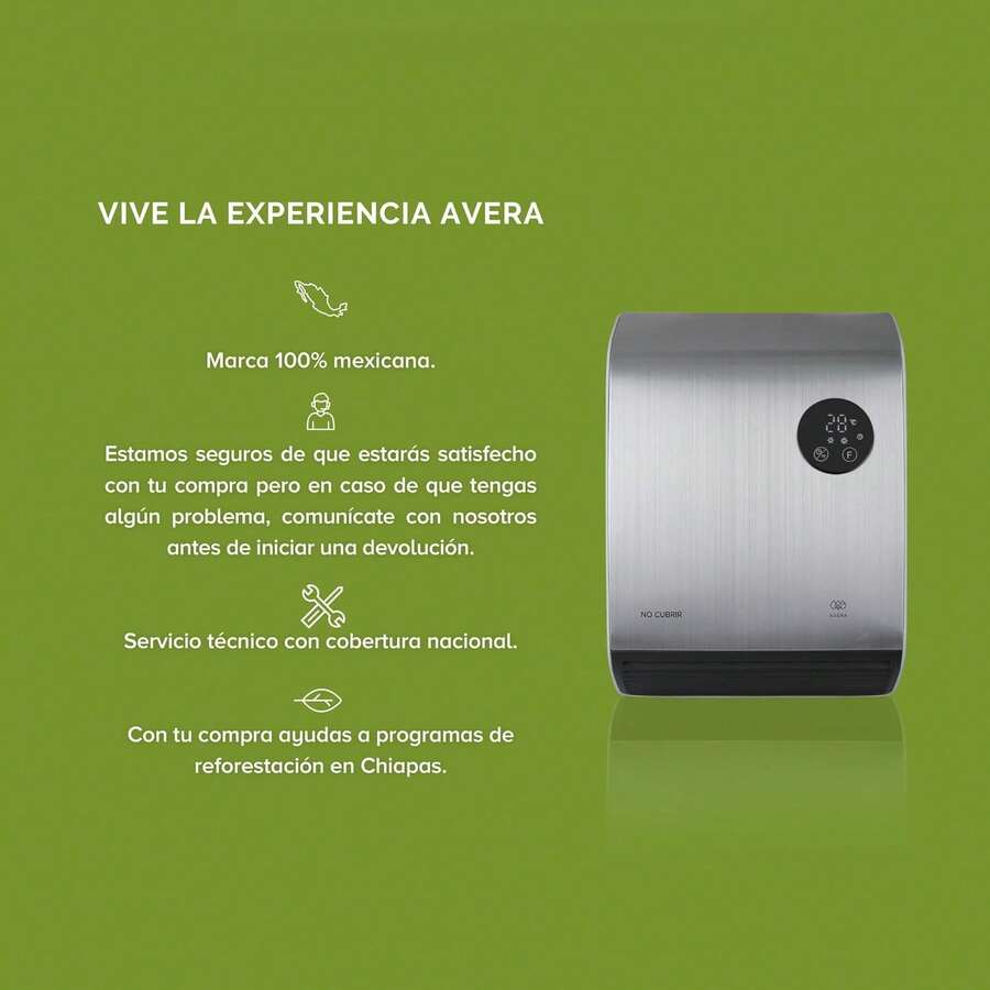AVERA Calentador de Ambiente para Pared Ideal para Interiores de Aluminio, con Termostato Ajustable, Temporizador y Control Remoto, Resistente al Agua, Hogar, Oficina, Home Office, Calefacción, CAL02P - 1 - Ver 1