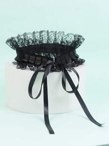 1PC Black Edwardian Neck Chocker Sexy Black Lace Lolita Choker Costume Gothic Dark Princess Collar - Black - View 3