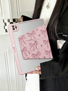 1pc Flip Cover Desk Protector Case With Pen Slot, Compatible With IPad 10.9/10.2/Air 5th Gen/Pro 11/10th Gen/9.7/Air 2/IPad (7th Gen)/IPad (8th Gen)/IPad Air 4/5/IPad Pro 11/IPad 10.9" (2022)/IPad Air 13" (M3 2025)/IPad Air 11" (M3 2025)/IPad 11" (A16 2025), Supports S7/S8/S9/S6/S7+/S8+/S7FE/A7/A8/A9 - Pink - View 5