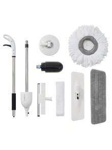 True & Tidy 3-In-1 Spray Mop Kit: Interchangeable Heads, Microfiber Pad, Rotatable Handle, Wide Spray Area Mop - Hồng - Xem 7