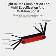 1pc 7-In-1 Bicycle Repair Tool Kit, Multifunctional Folding Tool For Bike Maintenance, Hex Wrench