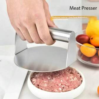 304不锈钢手动肉压机，圆形汉堡肉饼制作器，铁板烧厨房工具