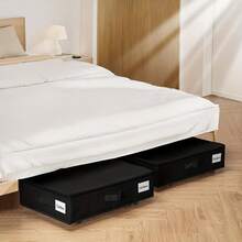 Large-Capacity Wheeled Under-Bed Storage Box, Foldable Storage Container With Casters, Ideal For Clothes, Bedding, Toys, Saves Space In Bedrooms And Dorm Rooms, Organizes Belongings, Christmas Decor, Perfect For The Holidays, 4 Styles Available, Home Organization Storage Box - màu đen - Xem 4