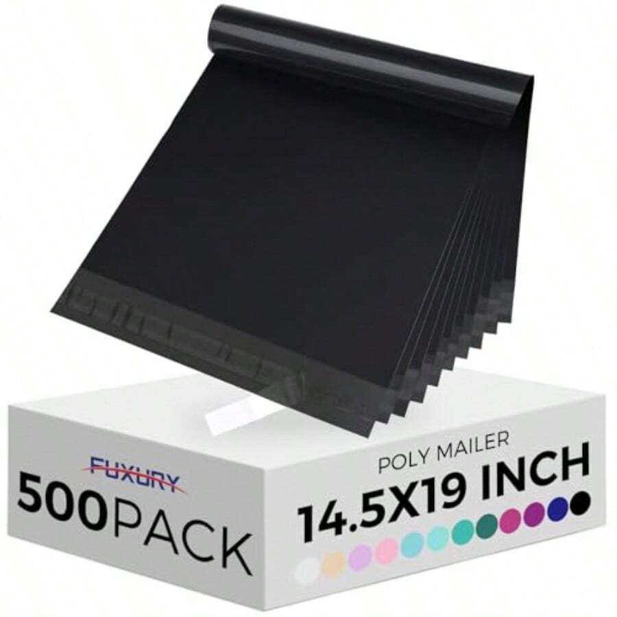 Fuxury 25 Pcs Poly Mailers 17.7 X 22" XL Shipping Bags For Clothing Strong Adhesive Shipping Mailing Envelopes Large Self-Sealing Polymailer For Small Business White #10 - 白色+14.5x19吋 500個 - 查看 1