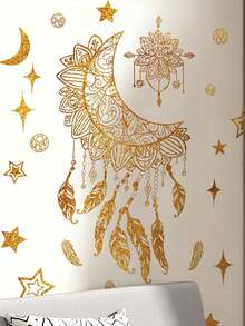 Ramadan Star Moon Wall Sticker, Eid Al-Fitr Moon Festival Wall Decoration Sticker, Window Decoration Sticker, Mu'barak Party Decoration Sticker - Multicolor - View 1