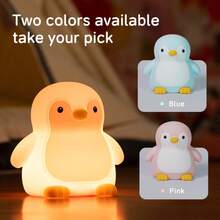 Cute Rechargeable Silicone Penguin Night Light - 3 Brightness Levels & 7 Adjustable Colors, Rechargeable Stress Relief Lamp With 30-Minute Timer, Ideal Bedroom Lighting, Fun Christmas Gift - Multicolor - View 4