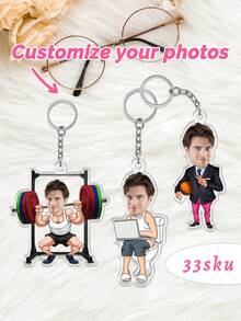 1/3pcs Custom Sports-Themed Keychain, Custom Gym Keychain With Photo, 33 Styles,Personalized Bodybuilder Keyring, Funny Fitness Gift For Him, Weightlifting Cartoon Caricature, Gym Bro Gift,Gift For Sports Lover