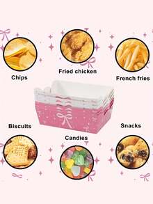 6/12个装，粉色蝴蝶结纸托盘，粉白蝴蝶结主题派对爆米花托盘，生日派对装饰，婴儿派对用品，婚礼新娘派对装饰，周年纪念派对餐桌装饰，活动派对装饰托盘，非食品接触，活动