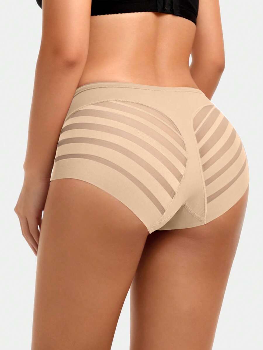 Mutandine modellanti senza cuciture da donna a vita alta, a righe, in rete, leggere e traspiranti, biancheria intima contenitiva per glutei e fianchi