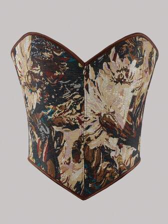 Women's Vintage Strapless Cropped Camisole Top, Sexy Backless Design, Suitable For New Year Party, Valentine's Day, Festivals, Street, Daily Wear, Spring/Summer