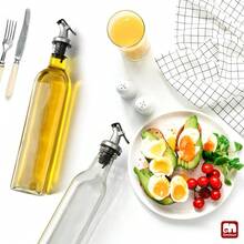 Olive Oil Dispenser For Kitchen, 4 Pack 17 Fl Oz Glass Oil Dispensers Bottle, Cooking Soy Sauce Bottle Container Cruet With Plastic Pourer Spout, Funnel And Labels, Clear - Clear - View 2