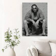 1pc Unframed Canvas Black & White Edgy Robe Figure With Bubbles Decor – Fits Unique Bathroom/Edgy Living Room Wall Decor; Ideal For Edgy Decor Lovers, Unique Decor Enthusiasts | Canvas Only - Multicolor - View 5