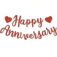 1set Happy Anniversary Flag Pulling, Valentine's Day Commemorative Wedding Anniversary Birthday Party Decorative Banner - Multicolor - View 6