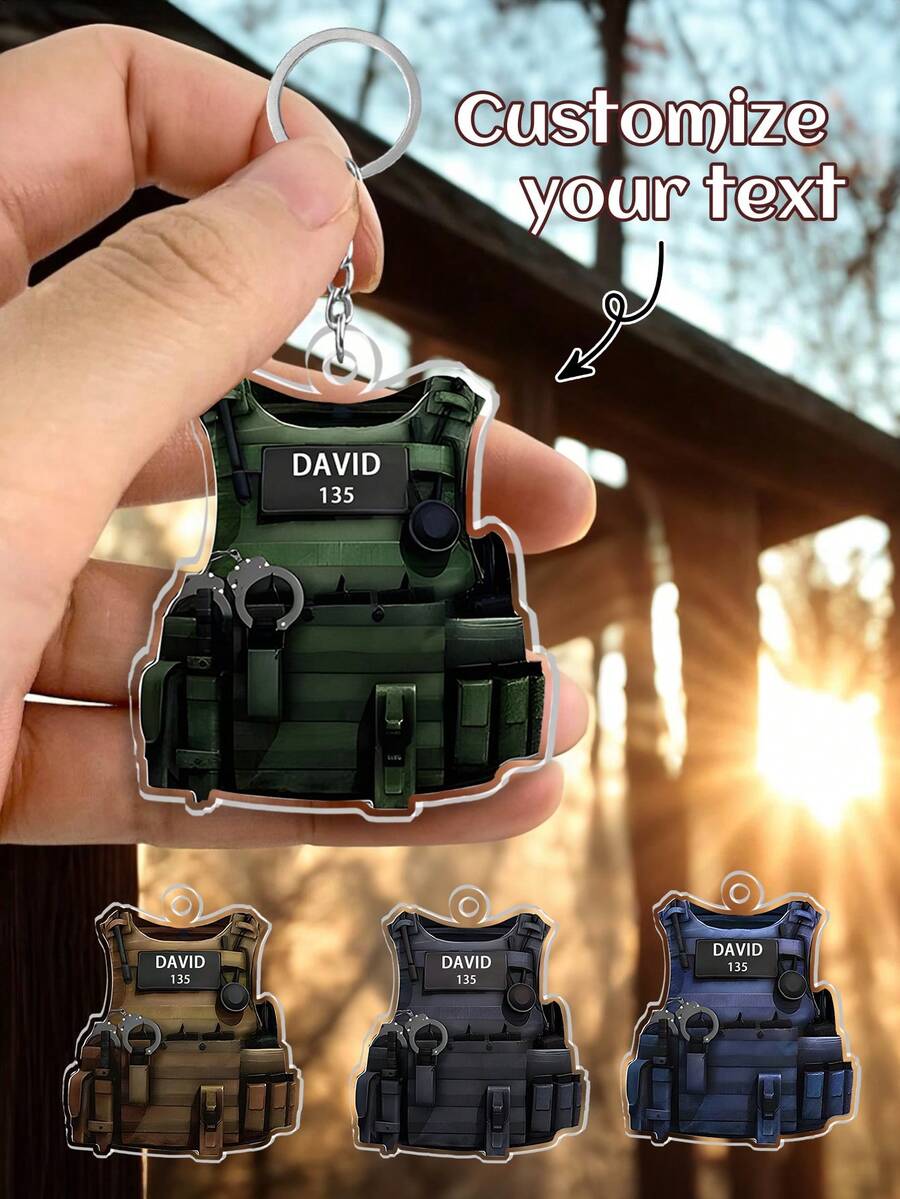 Llavero personalizado de SWAT y llavero de coche, texto personalizado, llavero de chaleco antibalas de SWAT, adorno de uniforme, regalo para SWAT, llavero personalizado de chaleco antibalas - Adorno de uniforme - Multicolor - Ver 1