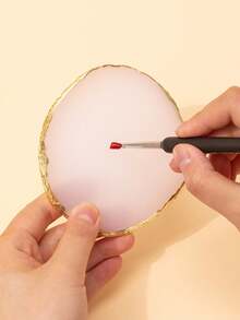 树脂首饰展示托盘，镶嵌水钻指甲油调色盘，仿玛瑙设计，金色镶边，适用于展示项链、手链、戒指、耳环、化妆品等，是送给女性和女孩的绝佳礼物，也适用于收纳美甲工具、美甲用品、返校美甲用品、美甲贴纸、美甲配件、家居装饰和收纳用品。 - 彩色 - 查看 5