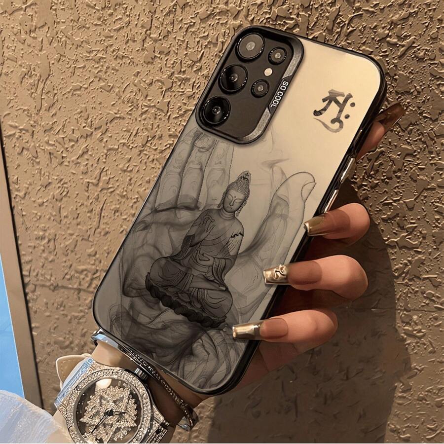 Diseño de patrón de montaña de cinco dedos de Buda para Galaxy S25ULTRA, S24PLUS, S23FE, S21PRO, S22, S20+, A03S, A05S, A14, A31, A53, A34, A10, A04E, M04, A33, A35, A55, A72, A71, A70, A22, A16, A06, A20S, A54 Funda especial para teléfono móvil , anti-suciedad, a la moda, moderna, colorida plateada imd - Mezcla de colores - Ver 1