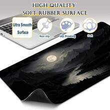 这款大型游戏鼠标垫采用紫色调的日式夜樱山水和宝塔图案，底部为防滑、可水洗的橡胶材质。这款超大尺寸的桌面垫非常适合用作办公配件、电脑装饰和桌面摆设。 - 黑色 - 查看 9