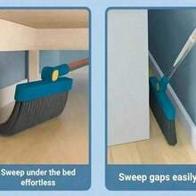 1 Set Home Broom & Dustpan Cleaning Kit, Long Handle Floor Cleaning Broom & Dustpan Set With Rotating Brush Head, For Sweeping Dust And Debris, Suitable For Home, Kitchen, Room, Office, Cleaning Supplies, Back To School Essential