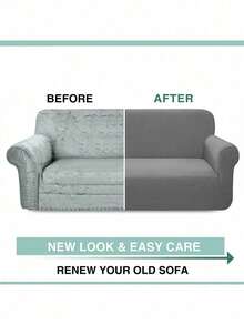 1pc Solid Color Milk Silk Stretch Sofa Cover, Modern All-Season One-Piece Full Coverage Sofa Protector, Pet Friendly Machine Washable Sofa Slipcover, 1-Seater, 2-Seater, 3-Seater, 4-Seater - Navy - View 9