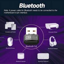 VAORLO Mini USB Bluetooth 5.4 Transmitter Wireless Adapter Compatible With Windows 11/10 Computers, Suitable For Wireless Mice, Keyboards, Headphones, Bluetooth Speakers And Bluetooth Printers. - Black - View 2