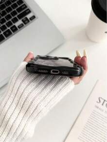 极简奶油色波浪边黑色爱心彩绘加厚防震手机壳，适用于 17 Pro/17 Air/17/17 Pro Max/16/11/16 Pro/16 Plus/16 Pro Max/16 e/15 Pro Max/13/14/12/XS/XR/7G/8P，防摔手机保护壳 - 彩色 - 查看 5