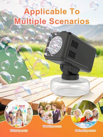 Máquina de burbujas automática, operación con un solo botón, ángulo ajustable, soplador de burbujas de múltiples orificios con luces de colores, juguete de burbujas (baterías y solución de burbujas no incluidas)