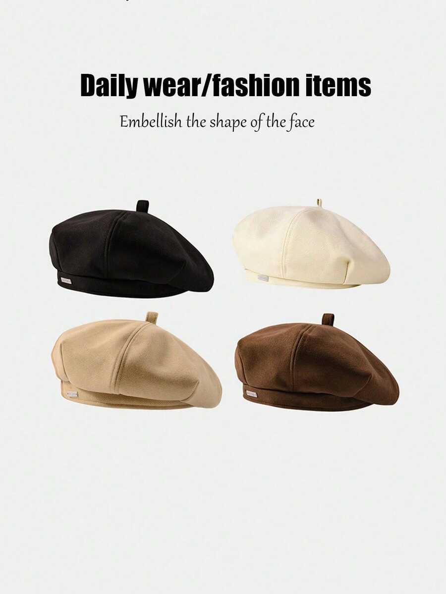 1pc Autumn And Winter New Solid Color Octagonal Beret, Painter's Hat, Autumn And Winter Essential Items, Decorative Small, Fashionable Style