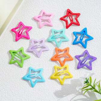 10/20/30/50个混色甜美星星发夹，适合女孩参加派对、节日发型的理想发饰（颜色随机）
