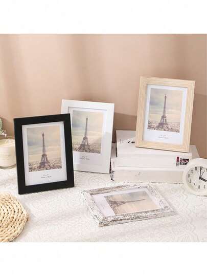 1 Set Wooden Photo Frame, Fits 10x15cm Photos, With Backing Board, Available In White, Black, Natural Wood, Suitable For Posters, Diplomas, Certificates, Documents, Can Be Displayed On Desk Or Wall, Ideal For Home, Bedroom, Room Decor, Suitable For Valentine's Day, Wedding, Wedding Photos, Photo Preservation