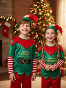 Disfraz Duende Navidad Niños Niñas Infantil Elfa Elfo Duendecilla Ayudante Santa Claus Pastorela - Rojo - Ver 1