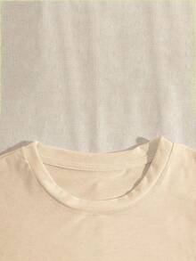 女士纯色圆领休闲牛奶丝宽松短袖 T 恤