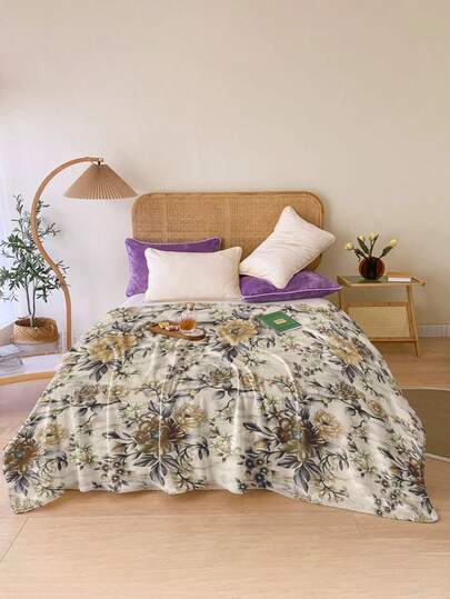 1 Pieza Manta Clásica Matrimonial Con Estampado Floral,Manta Suave y Ligera Para Todas Las Estacionesso Versátil Para Sofá, Cama, Coche, Oficina, Camping(180*200CM)