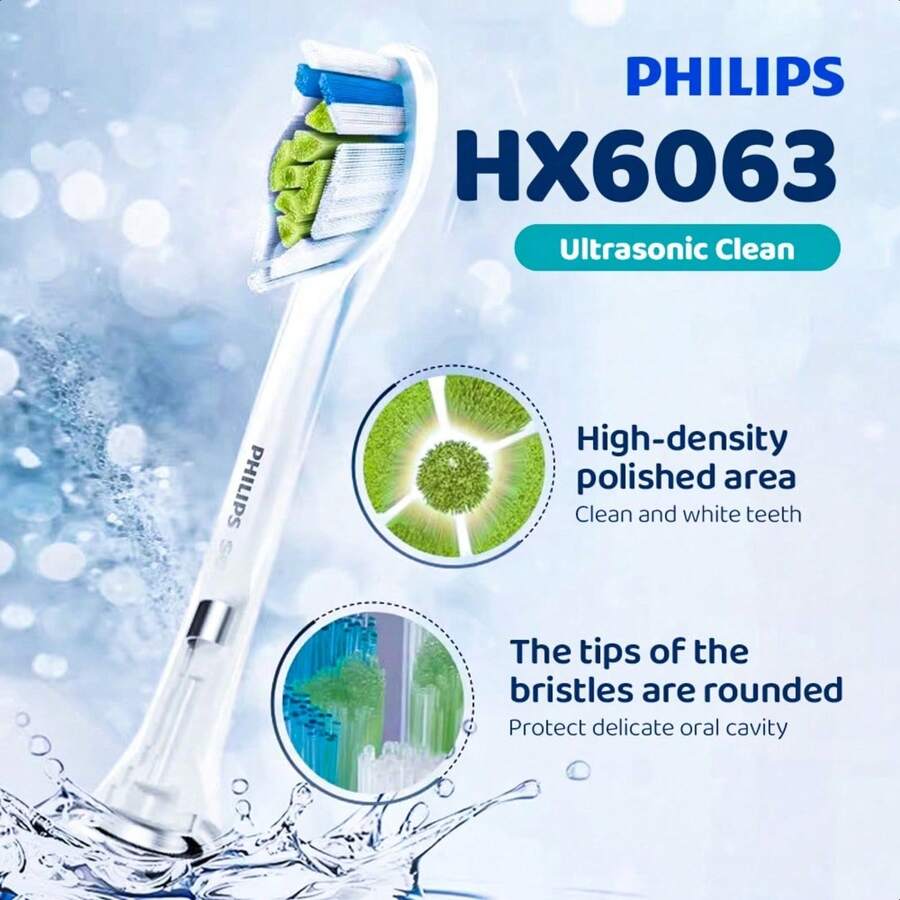 Philips Sonicare (Genuine Product) HX6063/67, Electric Toothbrush, Replacement Brush, White Plus, Regular, 3 Pieces Brushes (9-Month Supply),Compatible For 3000/6000/9000 Series - White - View 1