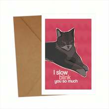 1张趣味创意情人节贺卡，猫咪主题情人节贺卡，送给爱猫人士