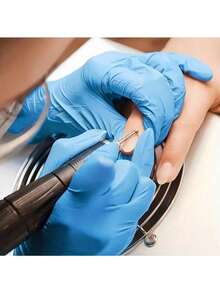 50/100 buc mănuși de nitril de unică folosință albastre, fără latex, mănuși de curățenie durabile, potrivite pentru bucătărie, curățenie, vopsire păr, salon, meșteșuguri din rășină DIY și alte uz casnic (fără cutie de ambalare) - Albastru - Vizualizare 3