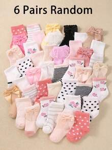 24/12/6 双装婴儿船袜，蝴蝶结蕾丝花卉图案，女童洛丽塔公主袜，多款设计，超柔软弹力透气蕾丝袜口袜，0-36 个月，适合春夏各种场合，婴儿袜，女童袜，洛丽塔袜，公主袜，船袜，女童礼盒套装，生日礼物，圣诞礼物系列 - 彩色 - 查看 12