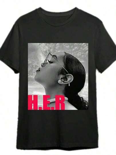 H. E. R Gabriella Wilson Camiseta 338285 Divertida Camiseta Gráfica de Manga Corta para Hombre Colección Negra PR, Camiseta de Algodón de Manga Corta, Cuello Redondo, Suave, Transpirable, Ajuste Regular. Sudadera 100% algodón pesado