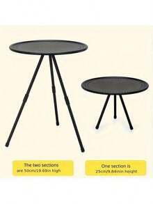 1 件式铝合金户外折叠桌，便携式咖啡桌，2 节可调节桌，小型露营圆桌，配有专用收纳袋，方便携带。