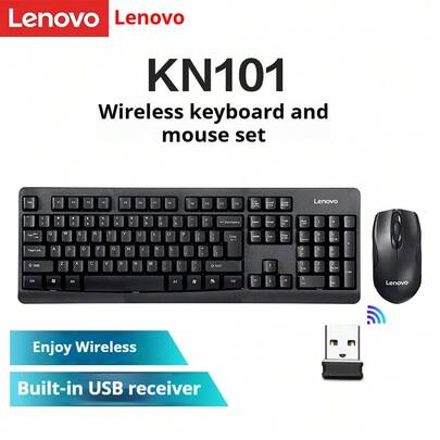  Bộ bàn phím và chuột không dây Lenovo KN101 - 2.4GHz: Thiết kế nhỏ gọn, bề mặt mờ, chế độ ngủ đa cấp, động cơ quang học độ chính xác cao, phù hợp cho máy tính xách tay, máy tính để bàn, máy tính All-in-One và sử dụng trong văn phòng.