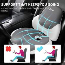 FLORICH Seat Cushion Lumbar Support Pillow For Office Chair, Car Lower Back Support, Ergonomic Desk Chair Pillow For Butt And Back Support Of Memory Foam Seat Pad(Grey) - 深灰色 - 查看 3