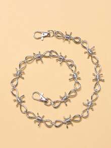 1 pieza Cadena de metal con espinas de estilo punk, cadena de jeans de moda multicapa adecuada para uso diario - Plateado - Ver 2