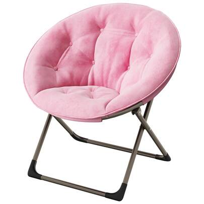Techigher Saucer Chair, Foldable Living Room Chairs With Folding Metal Frame, Soft Faux Fur Lounge Chair For Bedroom, Reading Chairs For Adults