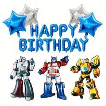 Hasbro 变形金刚主题生日派对气球套装，生日快乐铝箔气球，适合青少年派对装饰和活动背景 - 彩色 - 查看 6