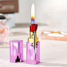 SCute Lipstick Lighter - Refillable Butane Lighter With Adjustable Flame, Discreet & Portable Lip Gloss-Shaped Ignition For Women & Girls (Birthday/Valentine's Gift) - For Outdoor, Parties (Butane Not Included) - Màu hồng mát mẻ - Xem 2