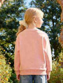 Disney Lilo And Stitch Pattern Prints, Soft And Warm Girls' Hoodie, Suitable For Daily Casual Wear, Family Outings And Other Scenarios. - Hồng - Xem 2