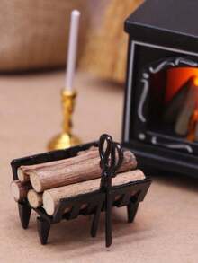 1:12 Puppenhaus Miniatur Kamin Zubehör, schwarzes Metallfeuerholz, BJD Mikro Szenenmodell, Ob11 Fotografie Requisite, Miniatur Spielzeug, Dekor für kleines Zuhause, einzigartige Neuheit Kleinkunst, Stress Relief Spielzeug - Verschiedenfarbig - Übersicht 8