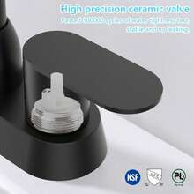 4英寸双孔浴室洗脸盆龙头，双把手冷热水混合龙头，现代简约设计，适用于浴室柜盥洗台洗脸盆 - 彩色 - 查看 4