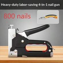Heavy-Duty Four-In-One Multi-Function Stapler And Nail Gun - Features A Safety Lock, Requires No Electricity, Durable Metal/Plastic Construction, Ergonomically Designed, Compatible With T/U/I/P Staples. Suitable For Construction, Furniture Making, Home Renovation, DIY Home Decoration, Securing Materials