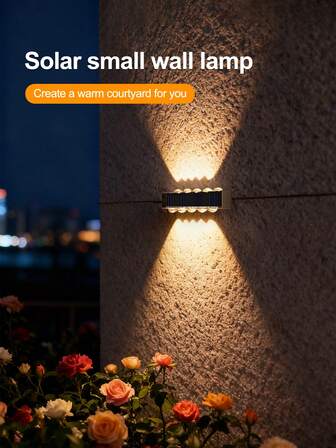 4个太阳能上下柔光壁灯，双向氛围灯，适用于花园墙面装饰、庭院氛围照明，也适用于庭院、阳台等各种场景。