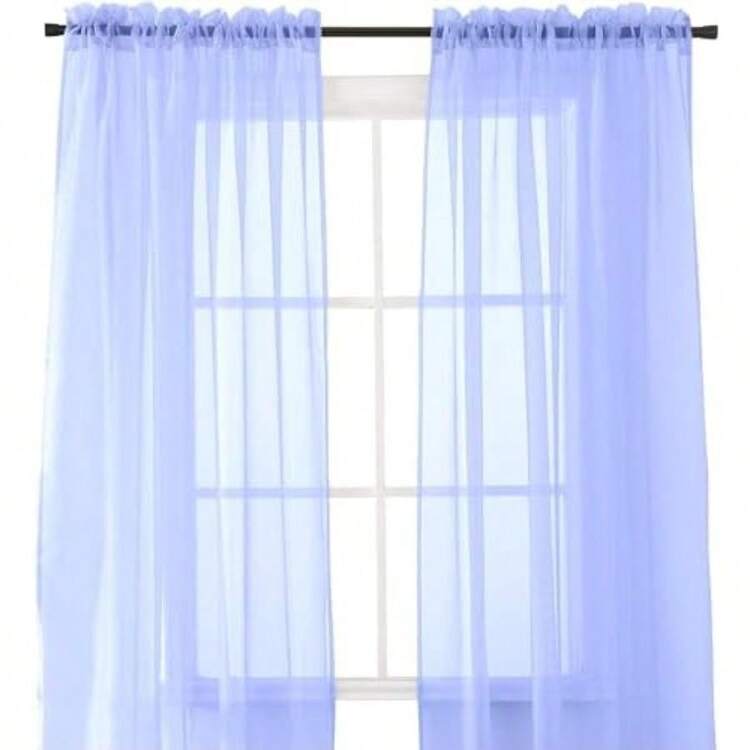 Elegant Comfort - Panel Transparente de 2 Piezas con Bolsillo para Barra de 2 Pulgadas, Cortinas de Ventana de 60 Pulgadas de Ancho x 84 Pulgadas de Largo, Azul Claro(152.4An x 213.4Al cm (2 Paneles) Lavanda) - Multicolor - Añade 1